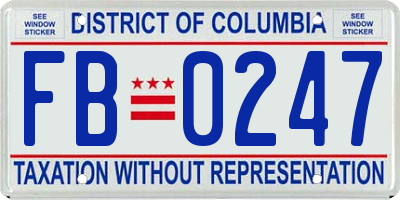 DC license plate FB0247