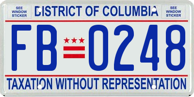 DC license plate FB0248