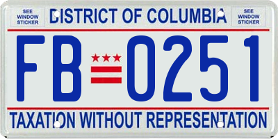 DC license plate FB0251