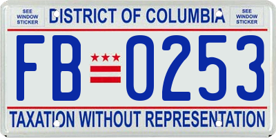 DC license plate FB0253