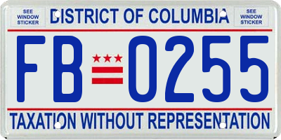 DC license plate FB0255