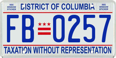 DC license plate FB0257