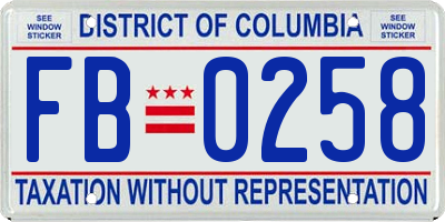 DC license plate FB0258