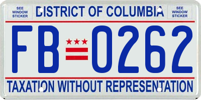 DC license plate FB0262