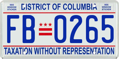 DC license plate FB0265