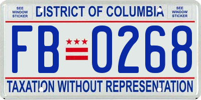 DC license plate FB0268