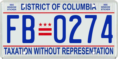 DC license plate FB0274