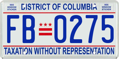 DC license plate FB0275