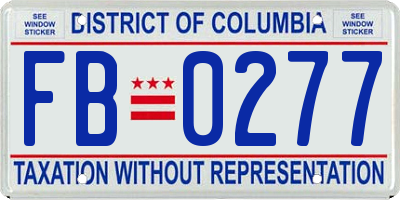 DC license plate FB0277