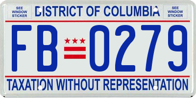 DC license plate FB0279