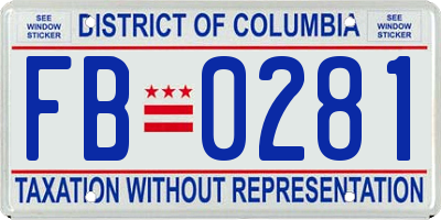 DC license plate FB0281