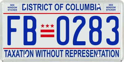 DC license plate FB0283