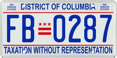 DC license plate FB0287