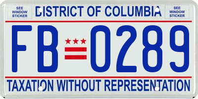 DC license plate FB0289