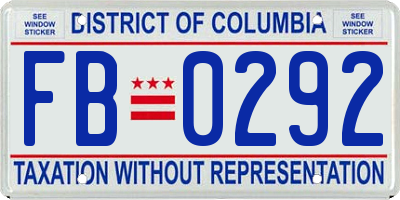 DC license plate FB0292