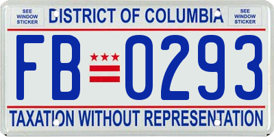 DC license plate FB0293