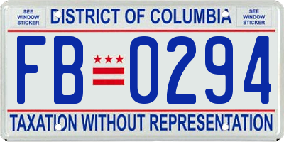 DC license plate FB0294