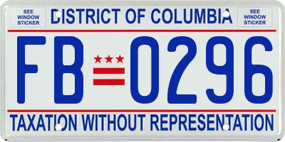 DC license plate FB0296