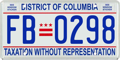 DC license plate FB0298