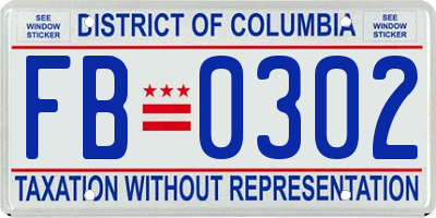 DC license plate FB0302