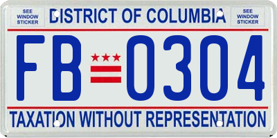 DC license plate FB0304