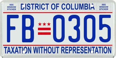 DC license plate FB0305