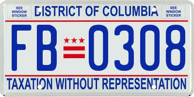 DC license plate FB0308