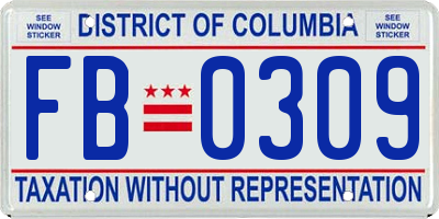 DC license plate FB0309