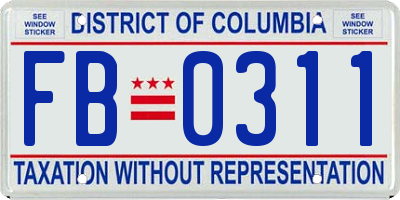 DC license plate FB0311