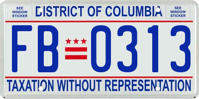 DC license plate FB0313