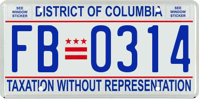 DC license plate FB0314