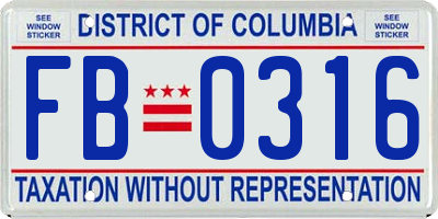 DC license plate FB0316