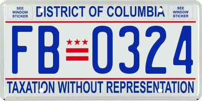 DC license plate FB0324