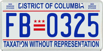 DC license plate FB0325