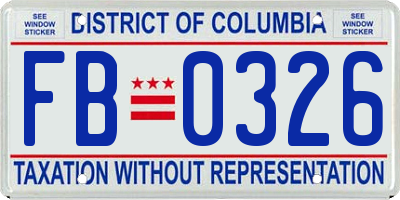 DC license plate FB0326