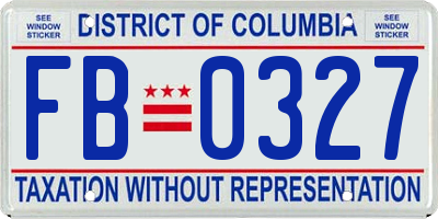 DC license plate FB0327