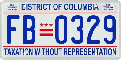 DC license plate FB0329