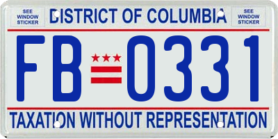 DC license plate FB0331