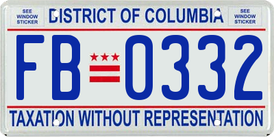 DC license plate FB0332