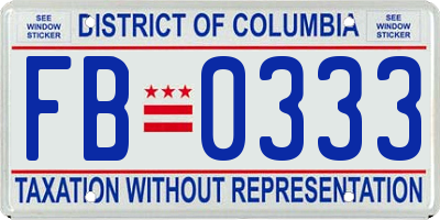 DC license plate FB0333