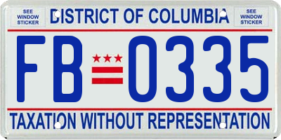 DC license plate FB0335