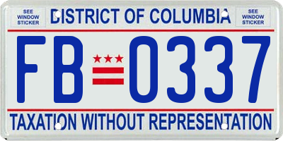 DC license plate FB0337