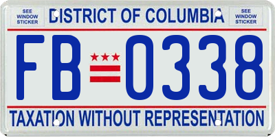 DC license plate FB0338