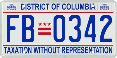 DC license plate FB0342