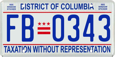 DC license plate FB0343