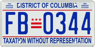 DC license plate FB0344