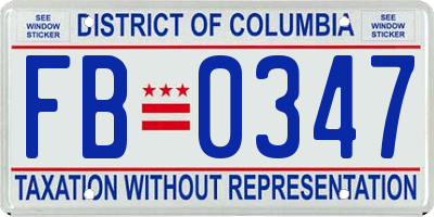 DC license plate FB0347