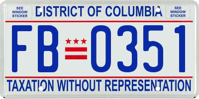 DC license plate FB0351