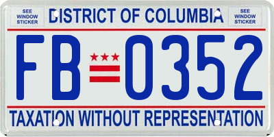 DC license plate FB0352