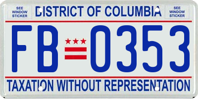 DC license plate FB0353